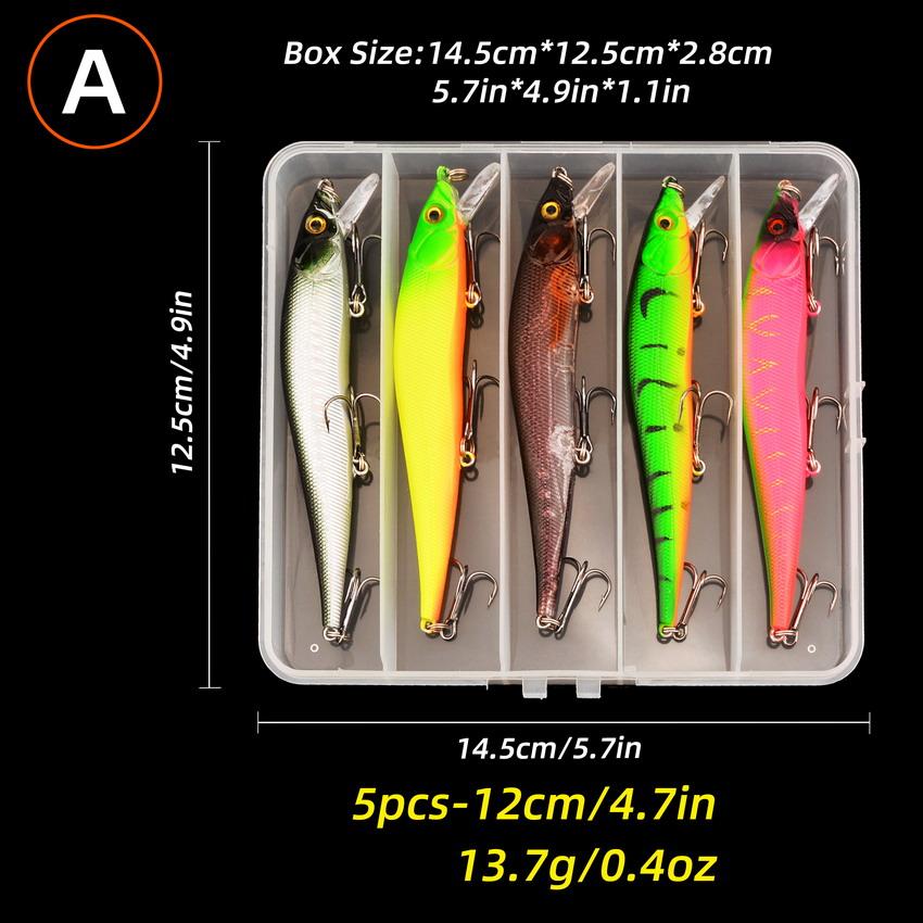 5pcs/box Fishing Lure13.7g/10g Minnow Crankbait Wobblers 3D Eyes Perch Artificial Bait Pike Carp Bait Swim Bait Fishing Pesca