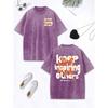 Keep Inspiring Others Creative Star Prints Washed T-Shirt Women Cotton Oversize Tops O-Neck Distressed T Shirt Clothes