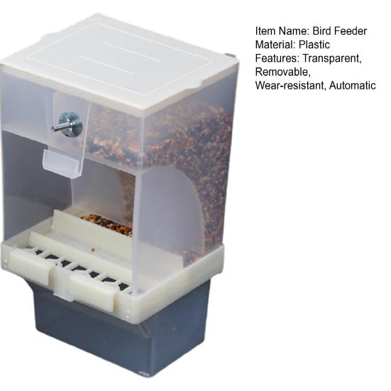 1 Set Bird Feeder Removable Transparent Plastic Parrot Hanging Automatic Feeder Garden Supply
