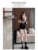 Black High Waist Ruched Drawstring Booty Shorts - Trendy Slim Fit Thong-Style for Spring