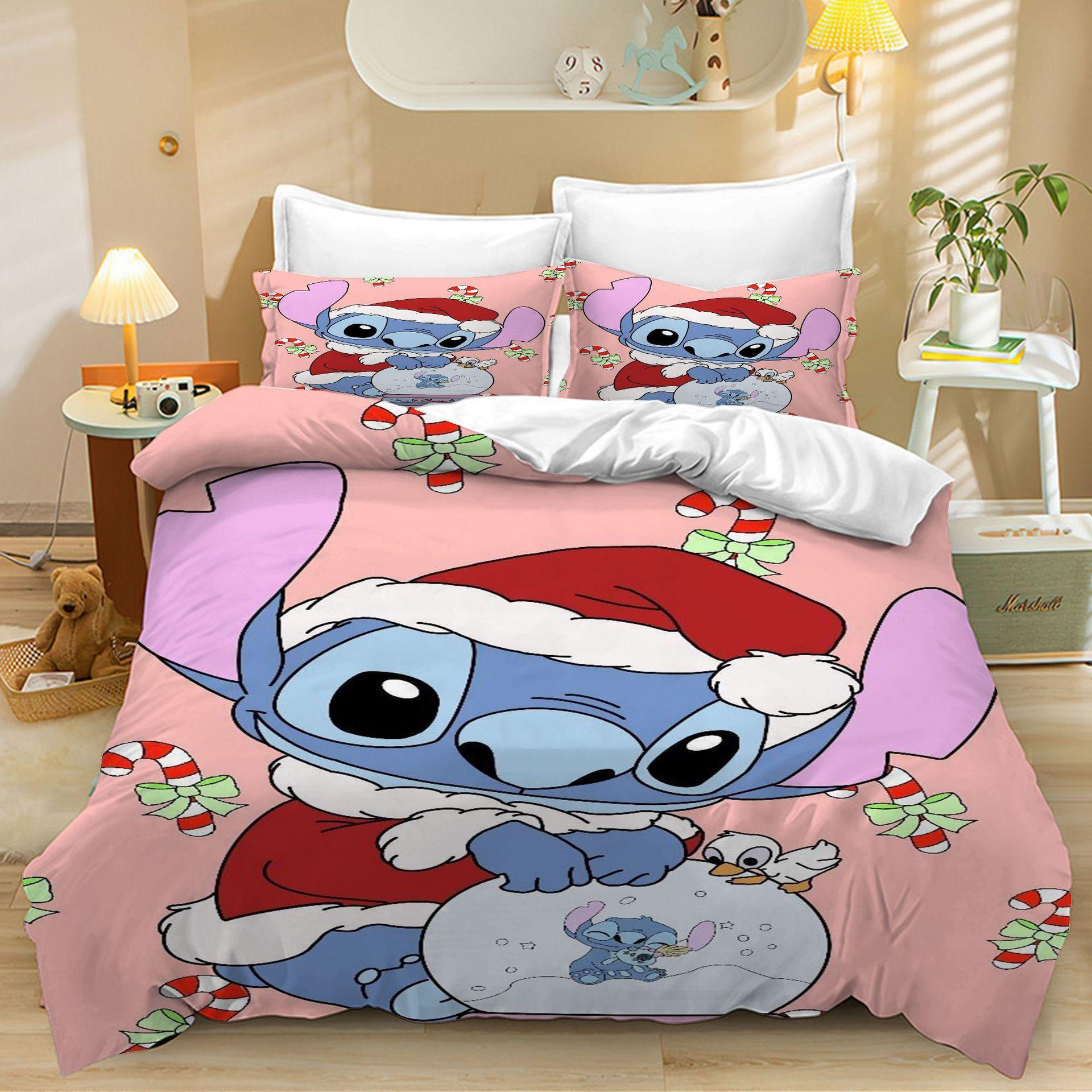 

Домашний текстиль Три предмета Цифровая печать Рождественский мультяшный стеганое одеяло Наволочка Постельное белье 90 * 200