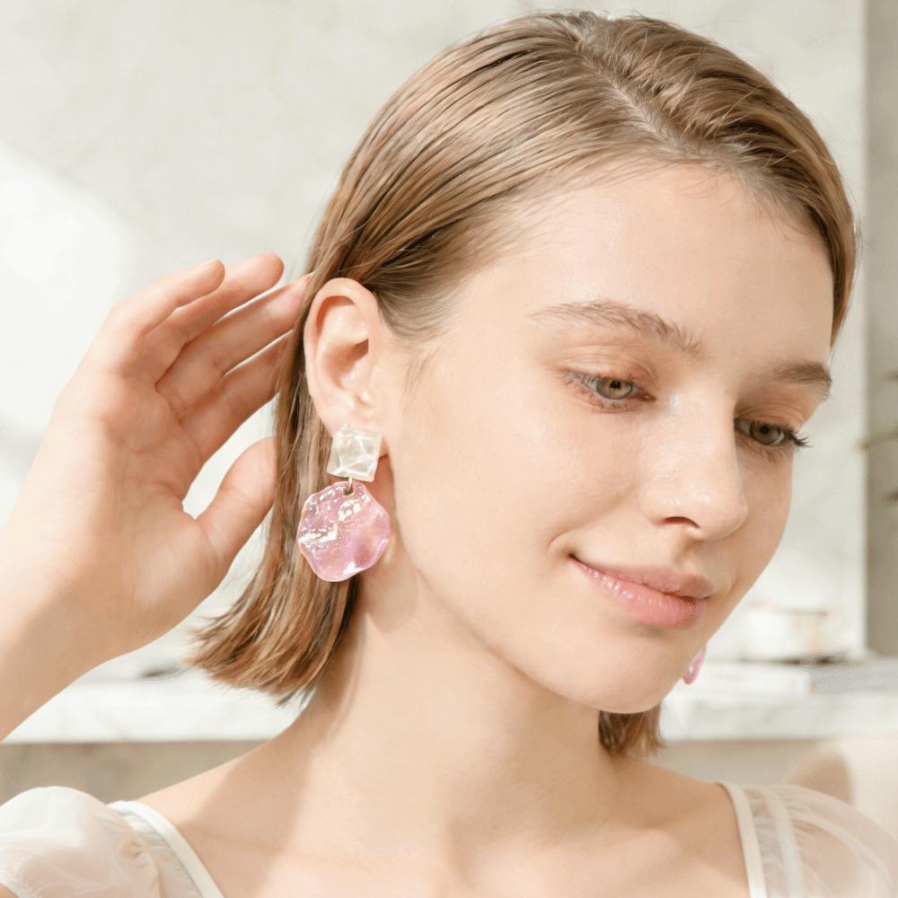 Sweet Water Ripple Eardrop Exquisite Jewelry Aurora Blue Irregular Geometric Ear Stud Korean Style