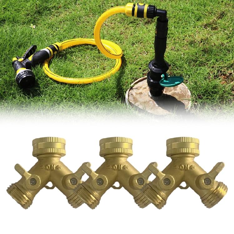 Premium Copper Double Outlet Splitter 3/4Inch High Pressure Irrigation Adapter Easy Twist Installation Gardening Tool