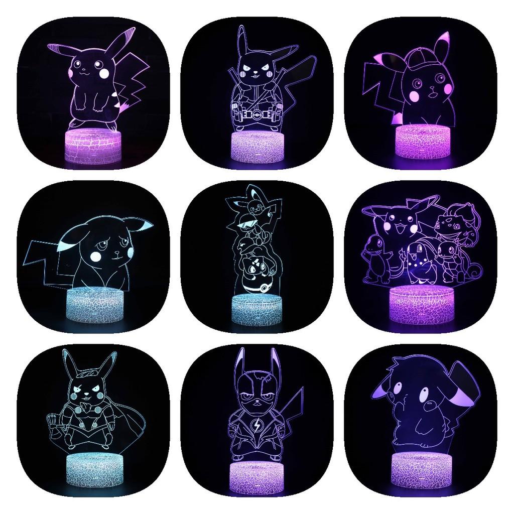 Pikachu Led Night Light 3d Illusion Lamp Bedside Kids Gifts Bedroom
