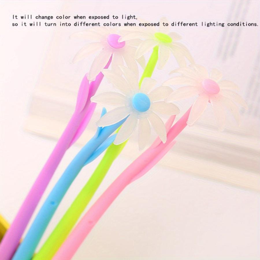 Back To School Season 10pcs 0.5mm Sun-changing Flower Gel Pen Cute Learning Stationery Water-based Pen Color-changing Flower Pen When Exposed To Light