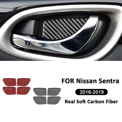 4 ks karbonových vnitřních panelů krytů kliček dveří kroužků dekorace nálepky pro Nissan Sentra Sylphy 2016- Příslušenství