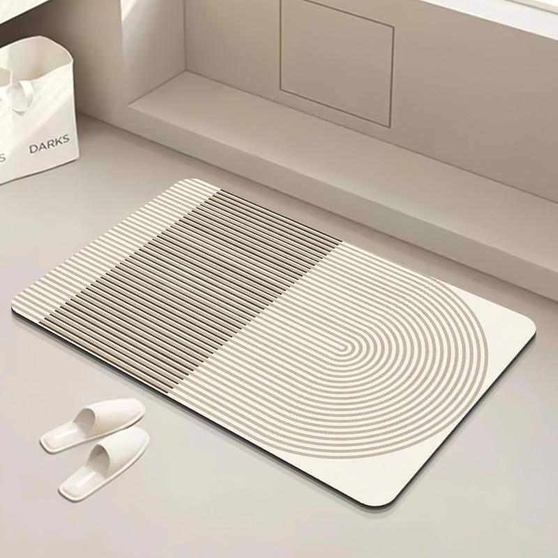 Moderne gestreifte Badematte Badezimmer Schnell trocknender Teppich Duschraum Leicht zu reinigen Fußmatte Super saugfähig Rutschfest Kieselgurmatte