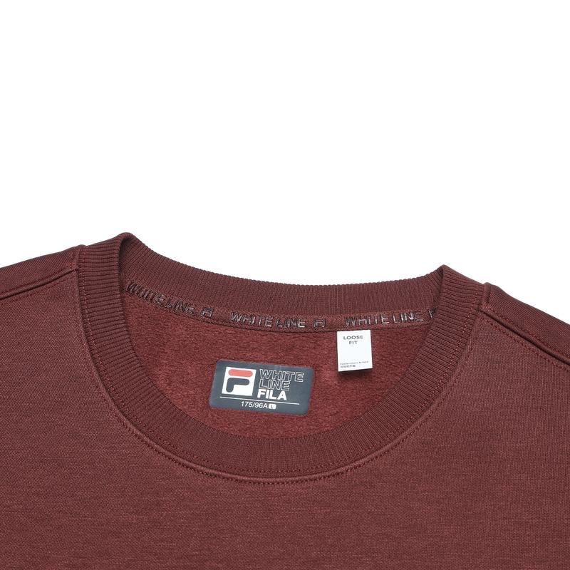 FILA Original Loose Fleece Crewneck American Vintage Sweatshirt Unisex sweatshirt Wine-Red F51M449204F-WI
