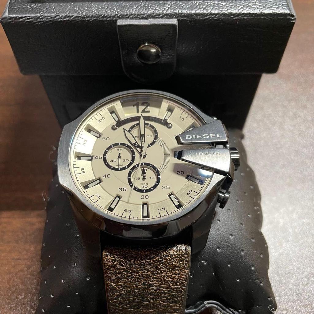 Used DIESEL Watch MEGA CHIEF Men's DZ4422 Chronograph White x Brown