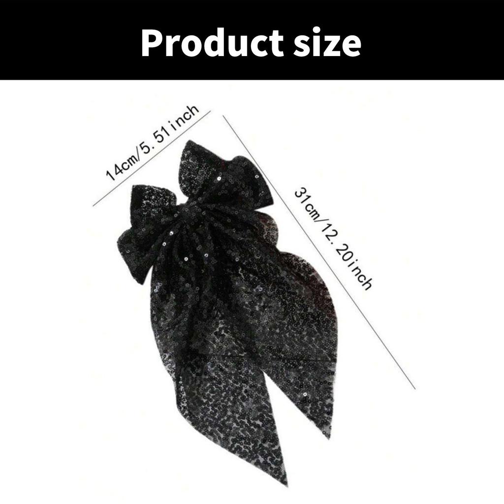 Bride Hairpin with Sequins Bowknot for Girls Barrette Bows for Pageant Prom Princess Hair Accessories Stage Props