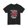 Dirty Garage Muscle Car T-Shirt | Vintage Red Muscle Car Design, Speed, Style
