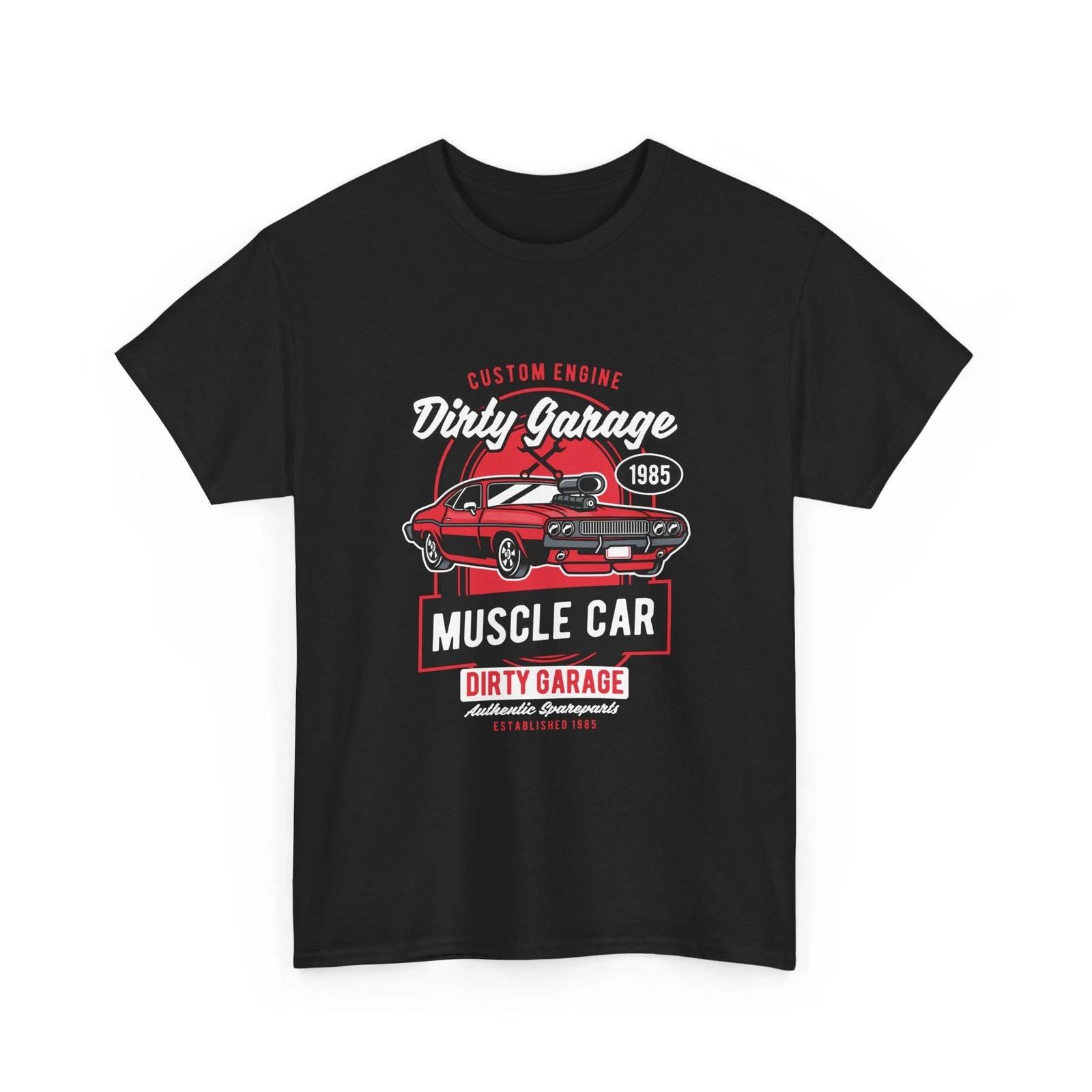 Dirty Garage Muscle Car T-Shirt | Vintage Red Muscle Car Design, Speed, Style S