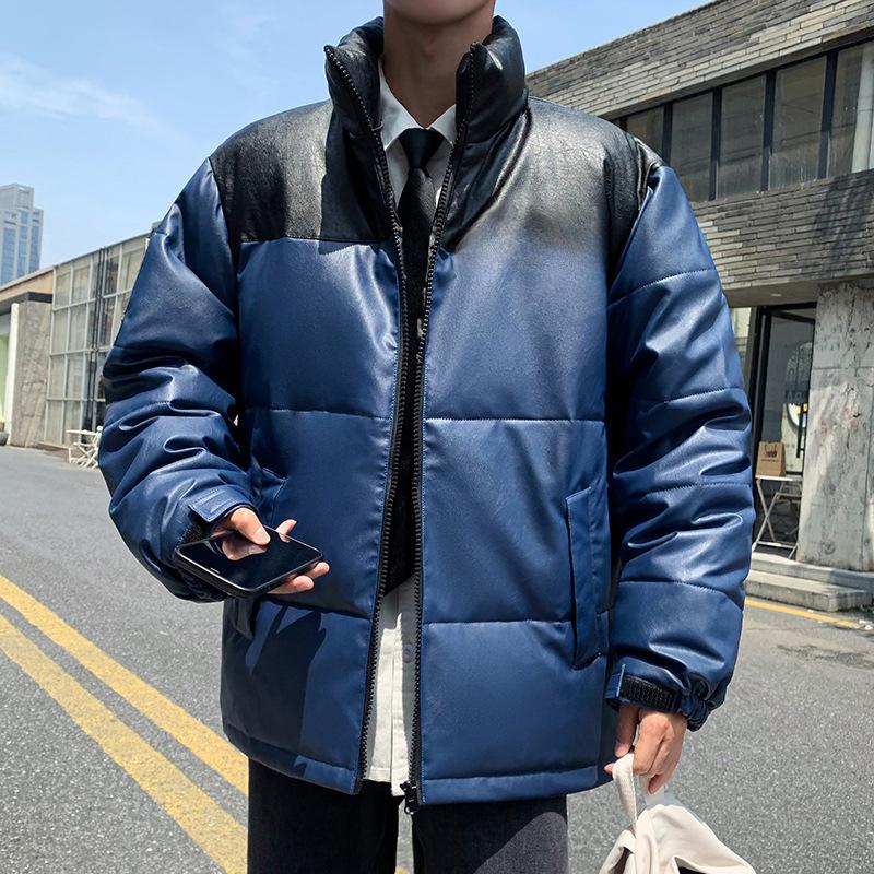 

Зимняя куртка-пуховик из искусственной кожи для мужчин и женщин, не требующая стирки, для средних и старших классов, новая утолщенная студенческая трендовая куртка XL