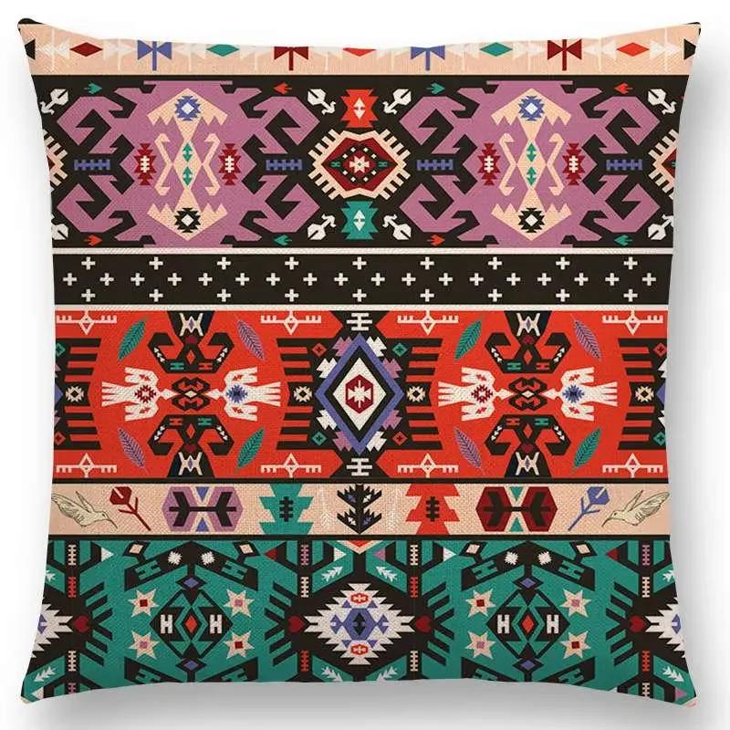 Colorful Seamless Aztec Decorative Prints Sofa Throw Pillow Case Fancy Abstract Geometric Vector Pattern Tribal Cushion Cover