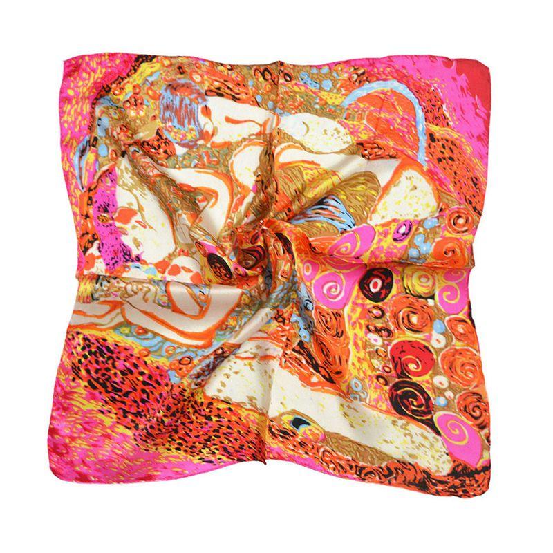 Tony&Candice 100% Silk Scarf Square Women 53*53CM  Scarves Ladies Ring&Wrap Oil Pattern Luxury Style  Soft Satin Neckerchief