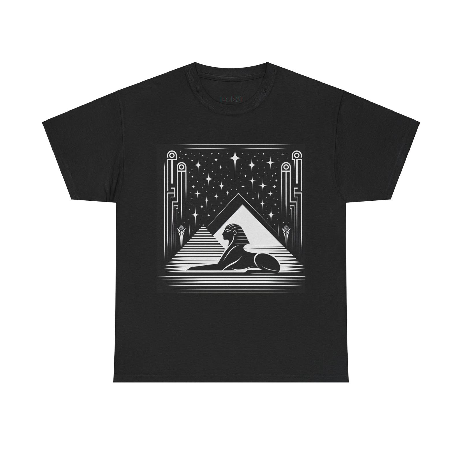 Unisex Adult T Shirt Designer Art Deco Sphinx Pyramids Starry Night Illustration L