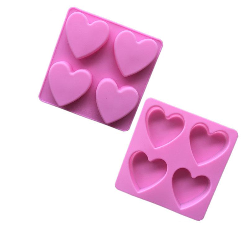 4 Löcher Herzförmige Silikon Kuchenform DIY Schokoladenform Handgemachte Seifenform Großhandel Kuchen Dekorationszubehör