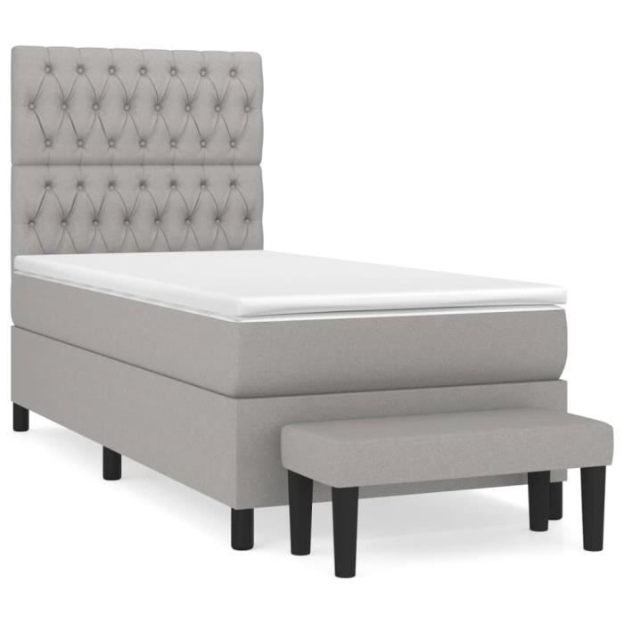 3136805 vidaXL Divan Bed with Mattress Light Grey 90x200 Cm Fabric