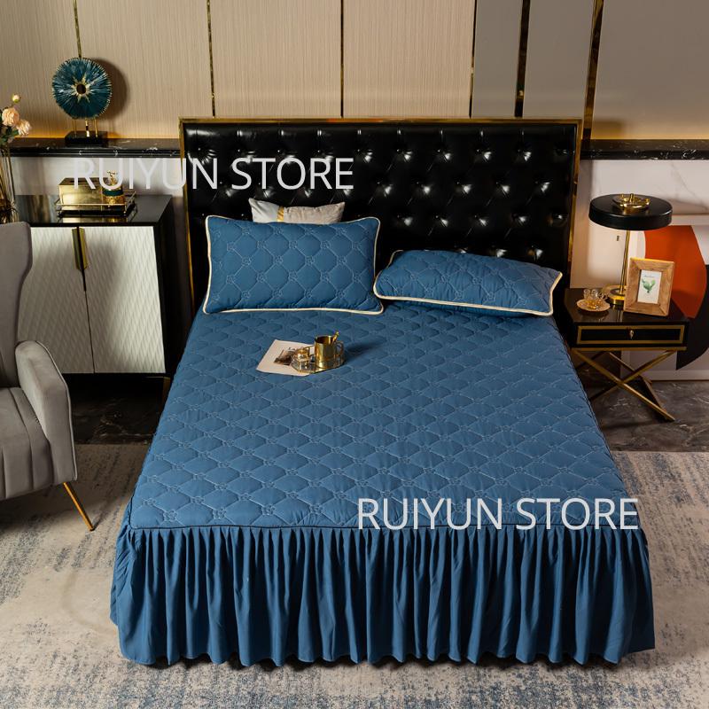 Einfarbig Verdicken Bett Rock Nicht-slip Matratze Abdeckung Protecor Couvre Lit Bettdecke Bettlaken Hause Schlafzimmer Bett Rock Bett Abdeckung