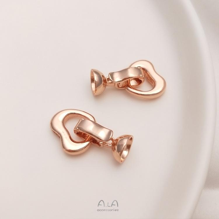 

Ожерелье с застежкой-сердцем из розового золота с покрытием 18 карат, серебро 925 пробы, застежка для соединения и завершения, для самостоятельной сборки