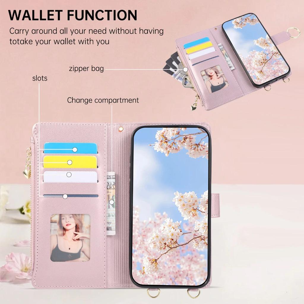 Pikowane etui portfel na zamek błyskawiczny do Xiaomi 17T 15T 14T 13T Pro 17 ProMax 15 Ultra 14 13 Lite Pasek na ramię Uchwyt na karty Pokrowiec na telefon