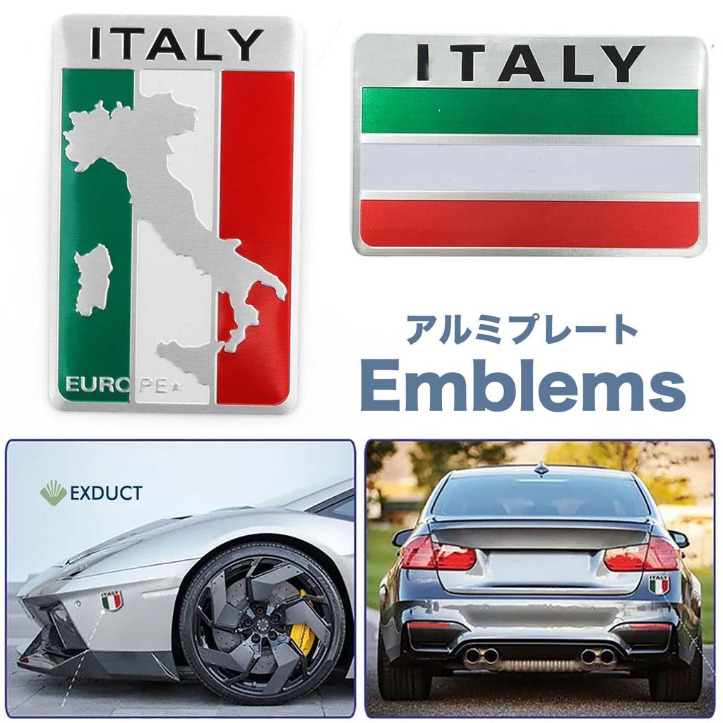 EXDUCT Aluminum Plate Italy Emblem Decoration Sticker National Flag Car