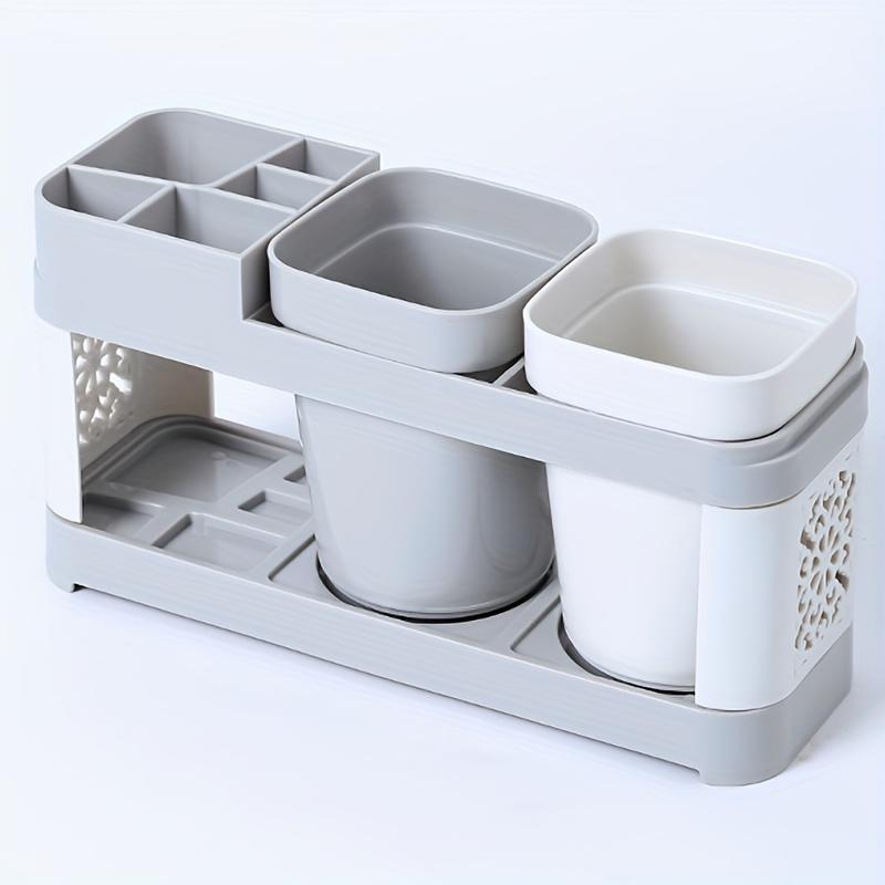 Chic Hollow Design Toothbrush & Toothpaste Holder Set with Drain - Ideal for Bathroom Organization, Home Decor