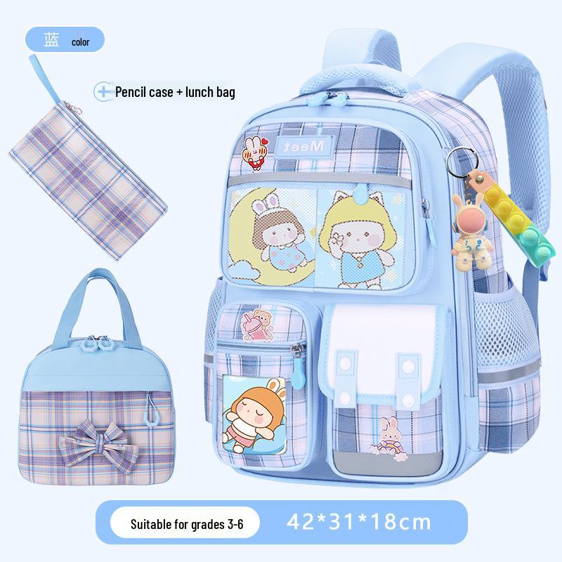 2025 Plaid Backpack: Large Capacity School Bag for Elementary to Junior High Students