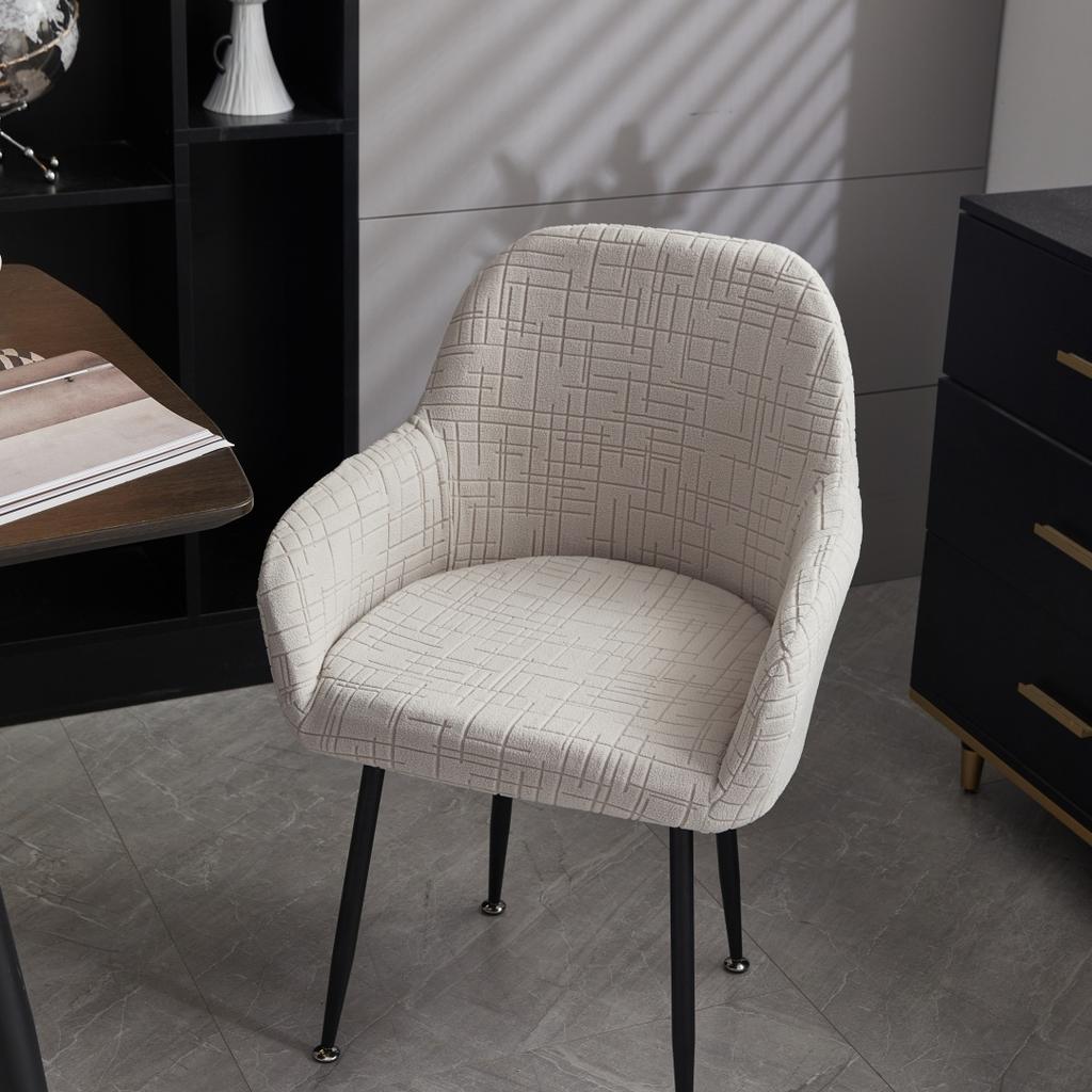 1/4pcs Water-Repellent Geometric Lines Jacquard Stretch Polar Fleece Chair Cover, for Living Room, Dinning Room Chair Decor