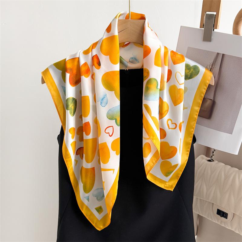 

70 см Маленький квадратный шарф Имитация шелка Шарф Головной платок Весна и лето Цветной Сердце Танец Принт Шарф Шарф Профессиональный Универсальный Шарф 70*70cm