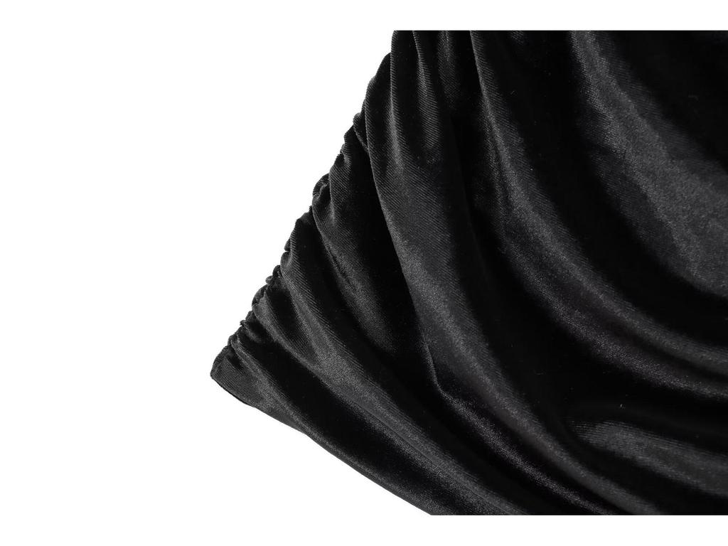 2024 European and American Women's Sexy Slimming Black Velvet Pleated Bodycon Dress