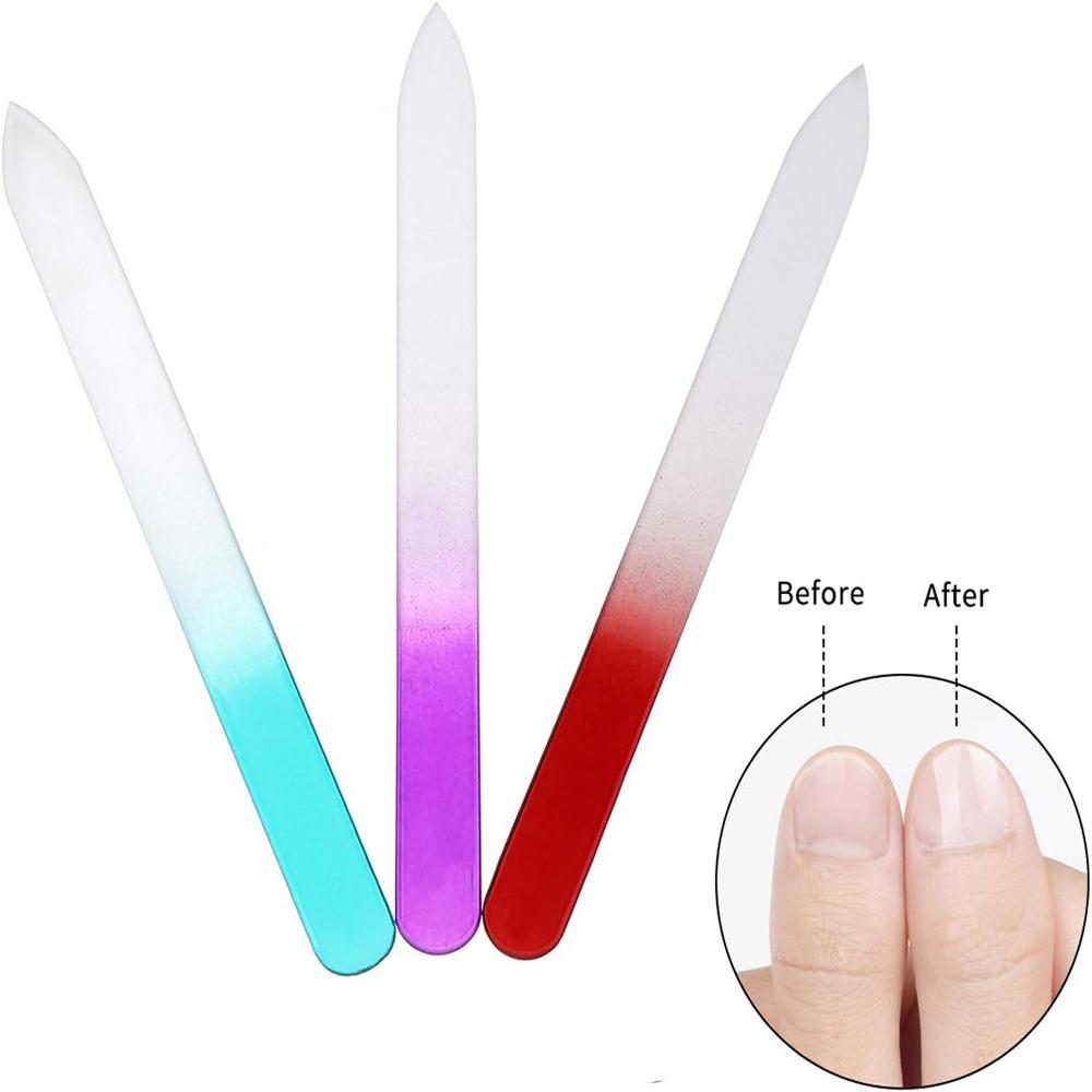5Pcs Professional Gradient Glass Nail Files Strip Double-Sided Sanding Buffer Grinding Polishing Nailfile Manicure Tools