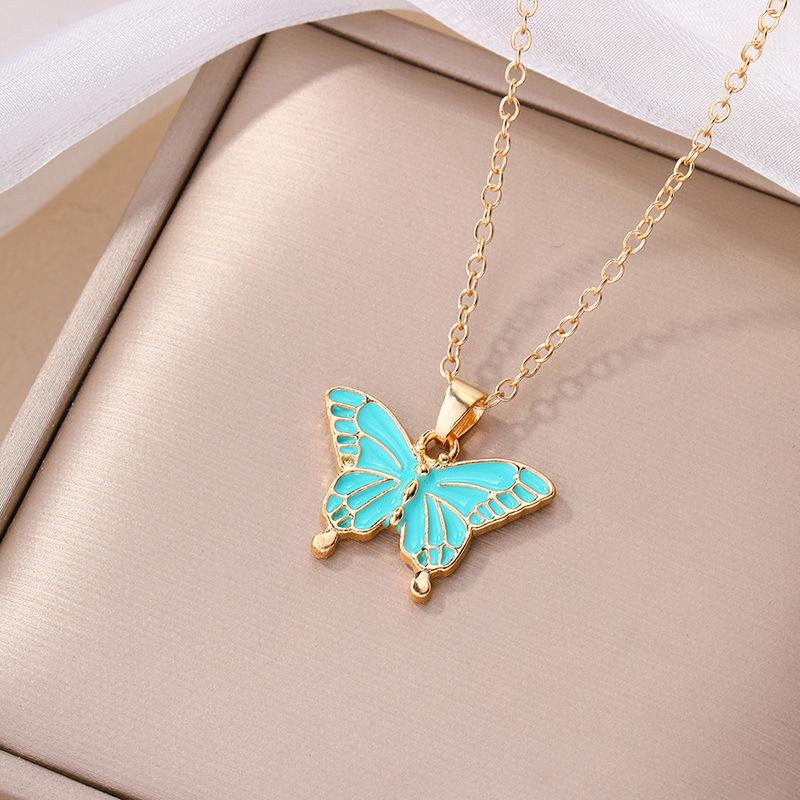 Accessories Fashion Oil Drip Alloy Pendant Personalized Oil Drip Butterfly Necklace Autumn New Items