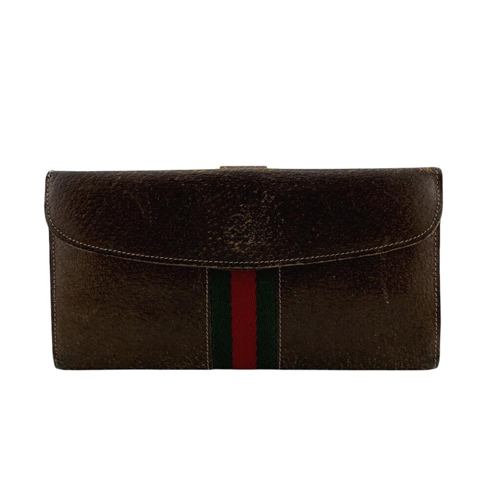 GUCCI Sherry line leather Purse Brown leather Used