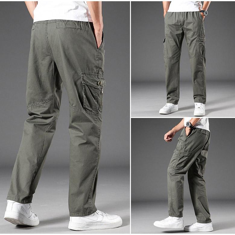 Calças multibolsos M-6XL Tooling masculinas largas plus fat calças casuais tamanho grande outono e inverno fat man velcro calças masculinas