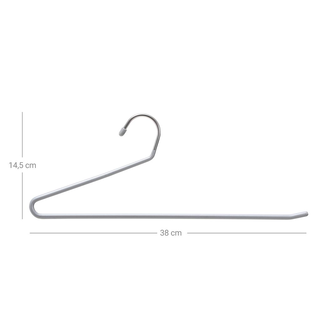 SONGMICS Pack of 20 Metal Trouser Hangers with Open End and Non-Slip Coating, Space Saving, 38 cm Wide, Grey