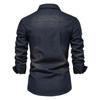 2026 Men's European Size Casual Solid Color Denim Long-Sleeve Shirt In Stock