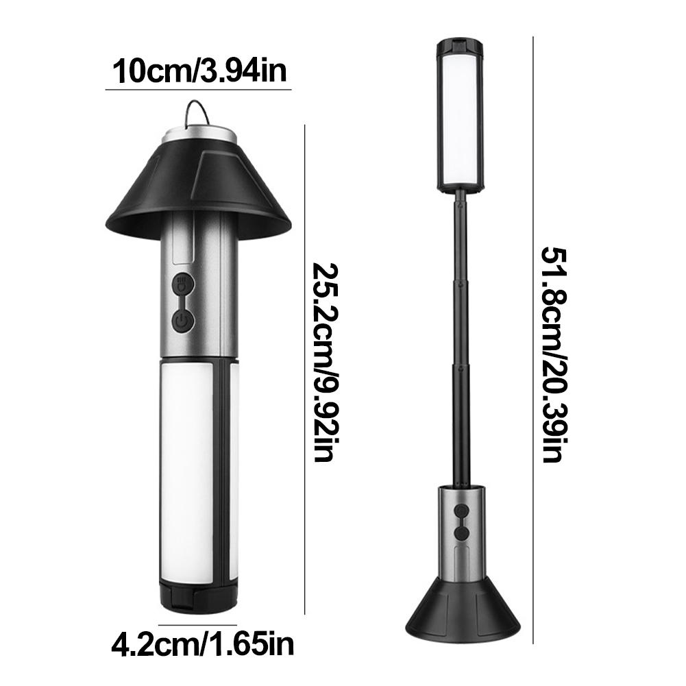 Multifunctional Tent Lamp Telescoping Stand Emergency Flashlight with Lampshade Portable Torch Waterproof for Job Site Workshop