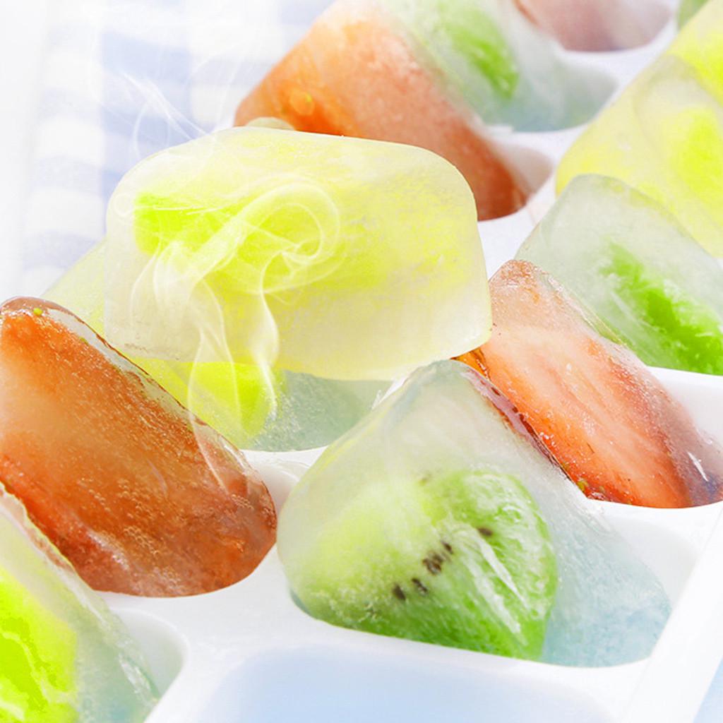 4Pc Covered Ice Tray Set With 14 Ice Molds Molds Flexible Rubber Plastic Stackab