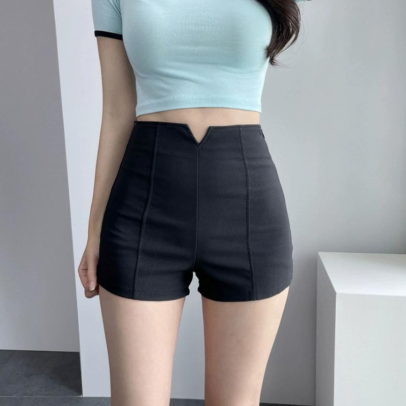 

White Women s High-Waisted Elastic Hot Pants L белый