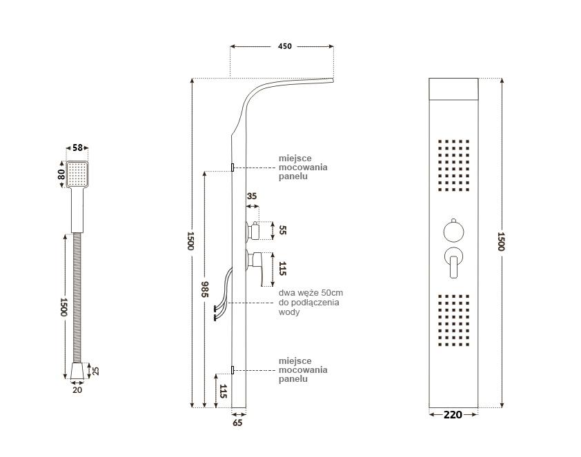Shower panel tap - Nickel plated