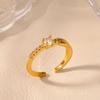 Luxury Zircon Rings For Women Gold Color  Stainless Steel Geometric Opening Wedding Christmas Jewelry Gift