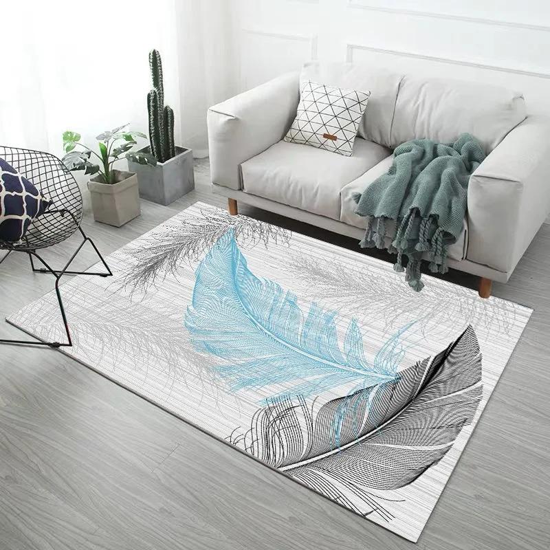 Creative Feather Print Bedroom Floor Mats Decoration Home Living Room Floor Mats