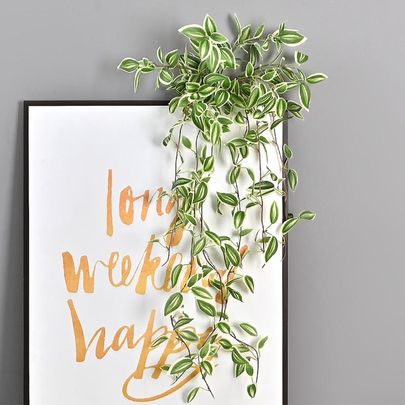 

75 см Длинная Искусственная Лиана из Листьев Поддельные Подвесные Шелковые Листья Дерева Растение Зеленый Бамбук Вьющаяся Ротанг для Внутреннего и Наружного Декора