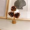 Natural Pinecone Tabletop Pine Cone Ornament Handcrafted Wood Base Holiday Pine Cone Accessories DIY Decoration