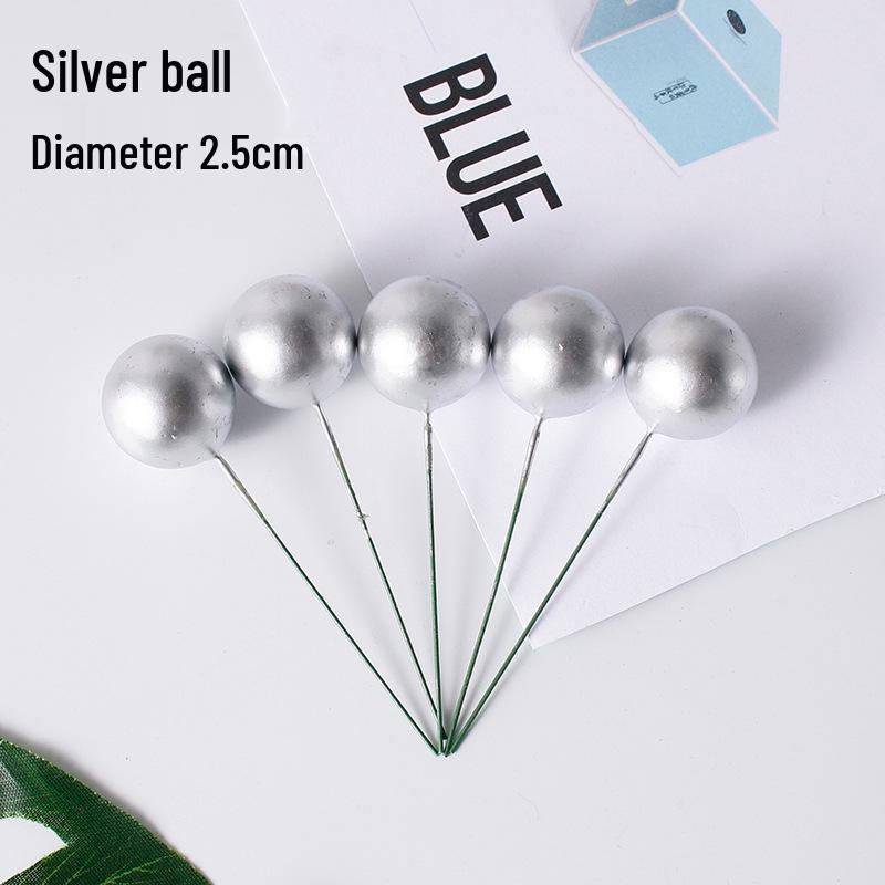 Golden and Silver Ball Cake Decorations with Colorful Birthday Insert Card