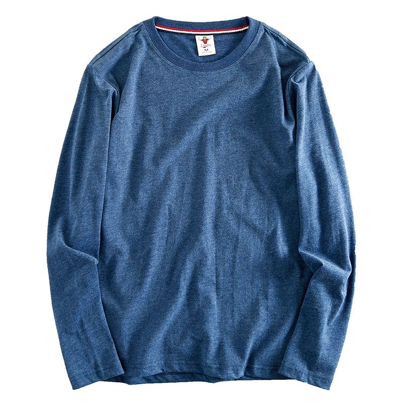 Daily Order Cutting Label Export Export Remaining Tail Order Cutting Label Men Long Sleeves T-shirt Spring and Autumn Pure Cotton Solid Color T-shirt