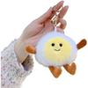 [Qiubaoll] Cute Fried Egg Keychain Boiled Egg Stuffed Bag Charm Fluffy Bag Decoration Stylish Birthday Present Gift