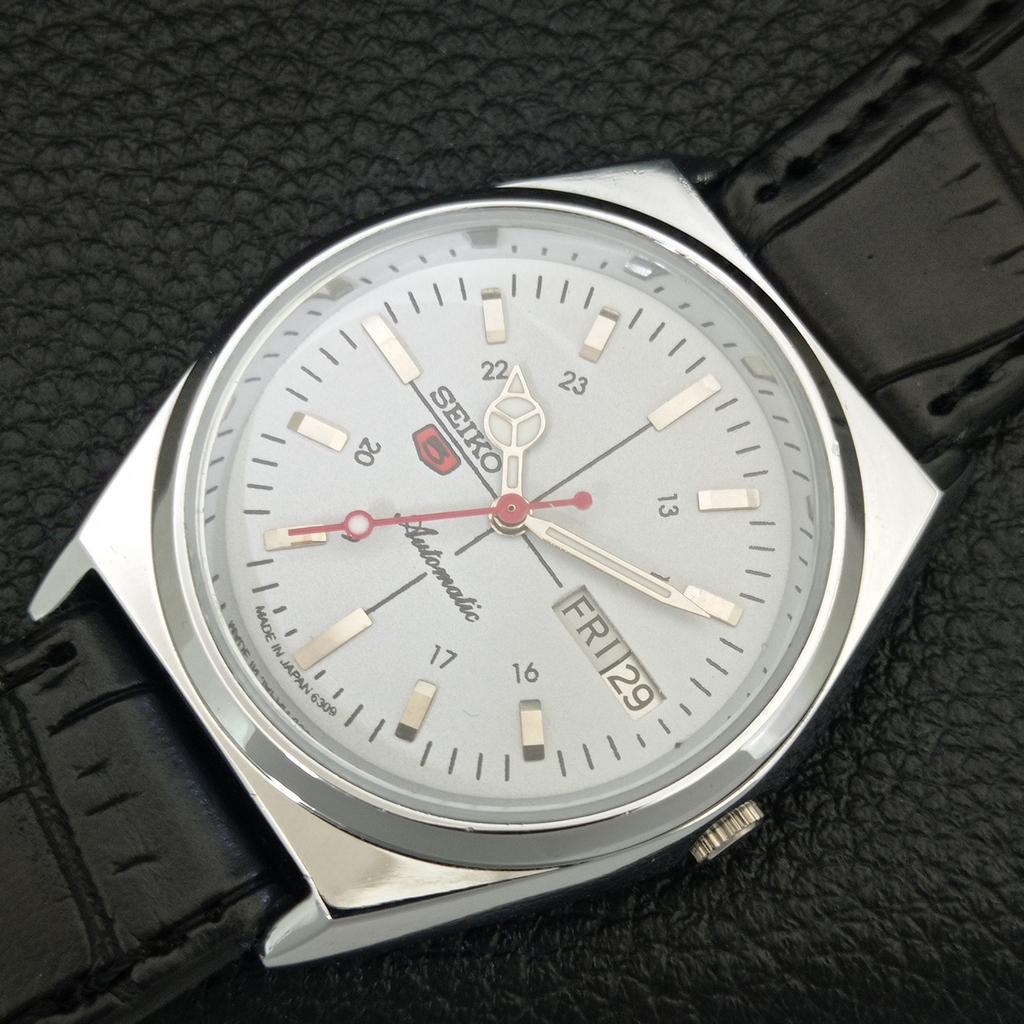 REFURBISHED SEIKO 5 AUTOMATIC 6309A VINTAGE JAPAN MENS WHITE WATCH a442893-1