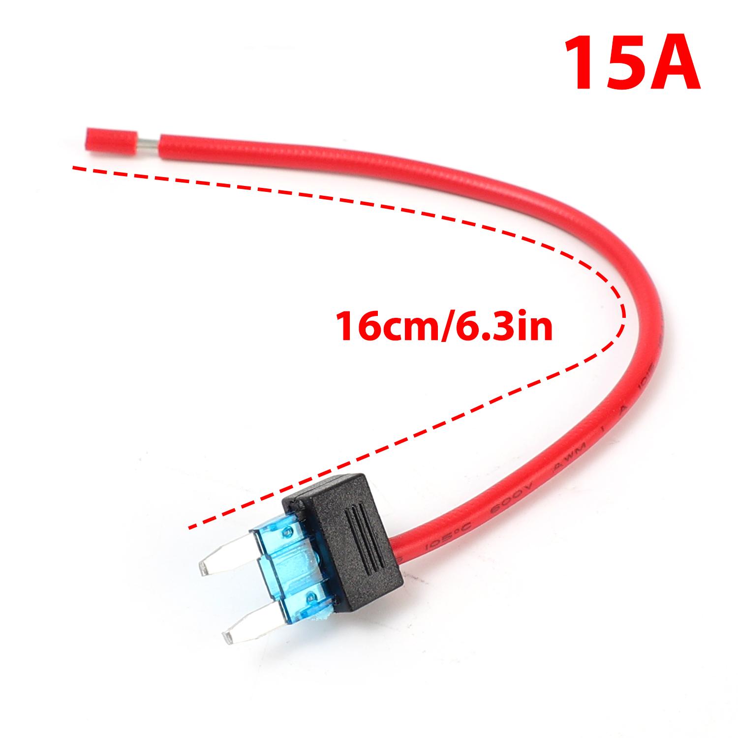 

Mini Standard Car Fuse Holder 16AWG Add-a-circuit TAP Adapter ATM APM Blade Fuse Extension Cord 10A 15A 20A 1PCS